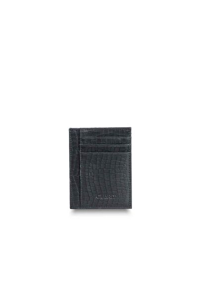Guard Texas Print Black Leather Card Holder - Thumbnail