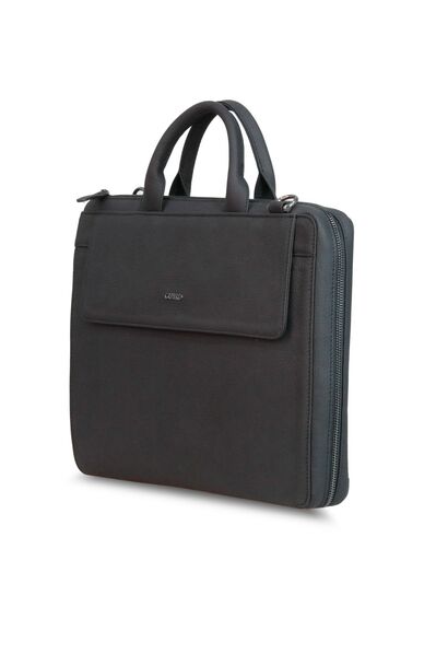 Guard Slim Black Leather Briefcase - Thumbnail