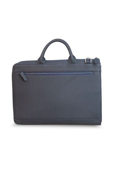 Guard Slim Navy Blue Leather Briefcase - Thumbnail