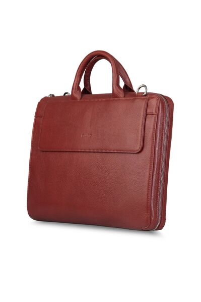 Guard Thin Tan Leather Briefcase - Thumbnail