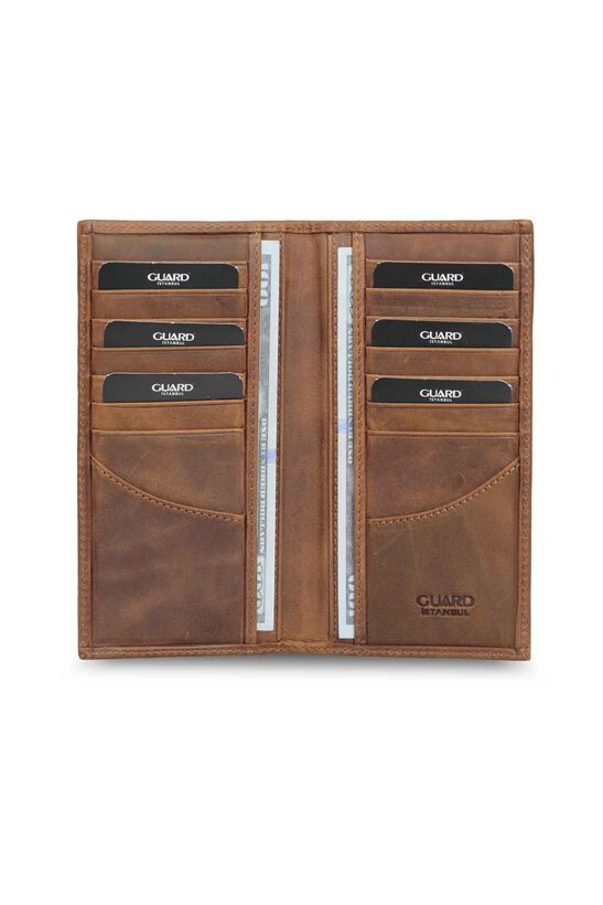 Guard Fine Antique Tan Leather Portfolio Wallet