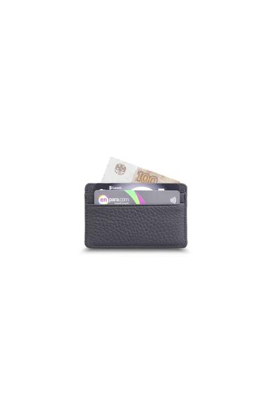 Guard Ultra Thin Unisex Black Minimal Leather Card Holder - Thumbnail