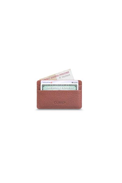 Guard Ultra Thin Unisex Tan Minimal Leather Card Holder - Thumbnail