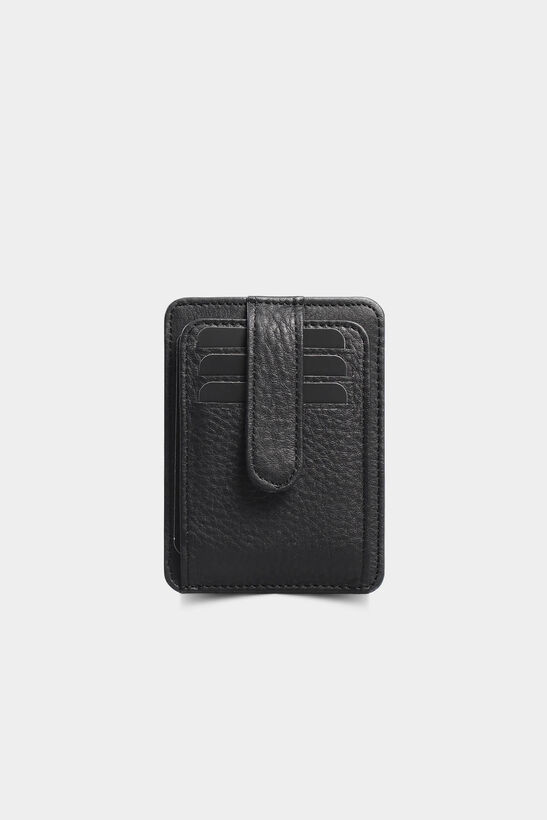 Diga Vertical Matte Black Leather Card Holder
