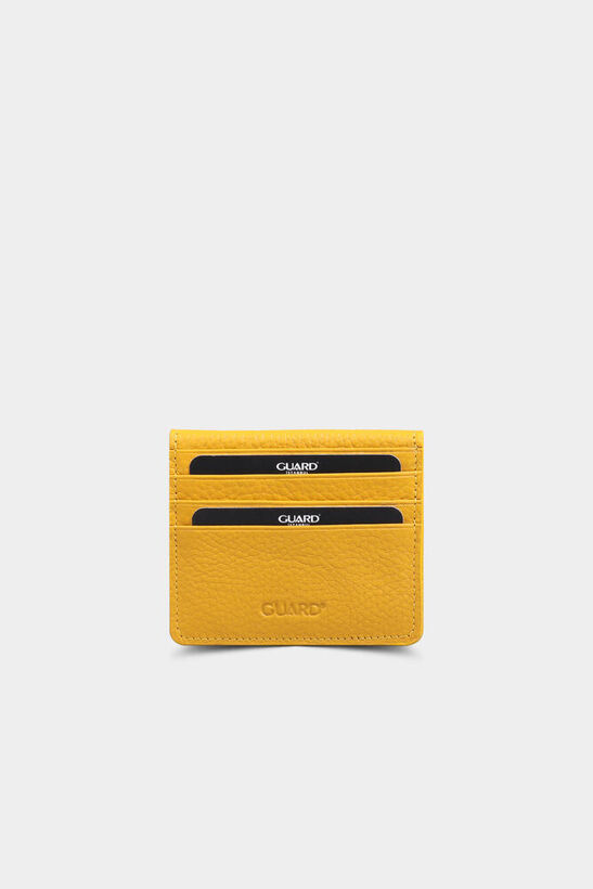 Guard Yellow Paste Design Leather Card Holder