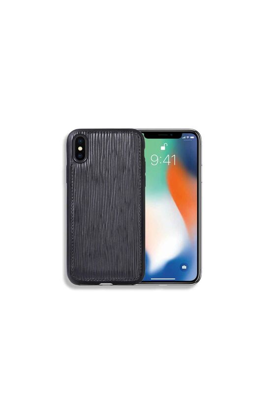 Guard Yol Baskılı Siyah Deri iPhone X / XS Kılıfı