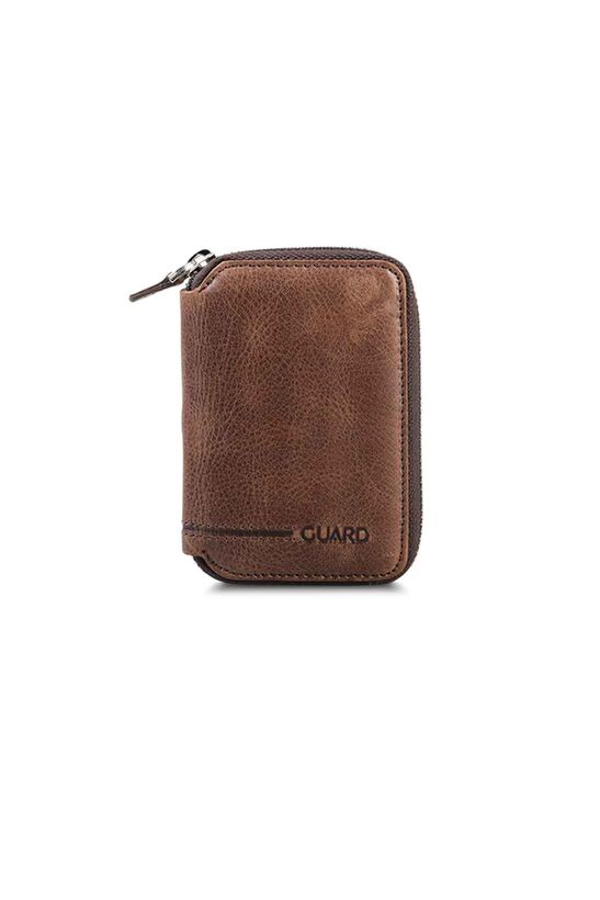 Guard Zipper Antique Brown Leather Mini Wallet