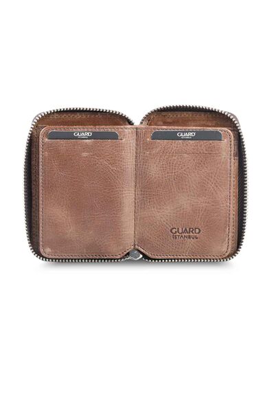Guard - Guard Zipper Antique Brown Leather Mini Wallet (1)