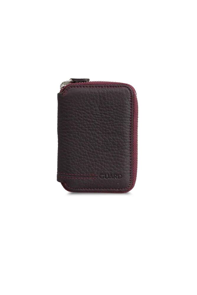 Guard Zipper Claret Red Leather Mini Wallet Men's Wallet Prices