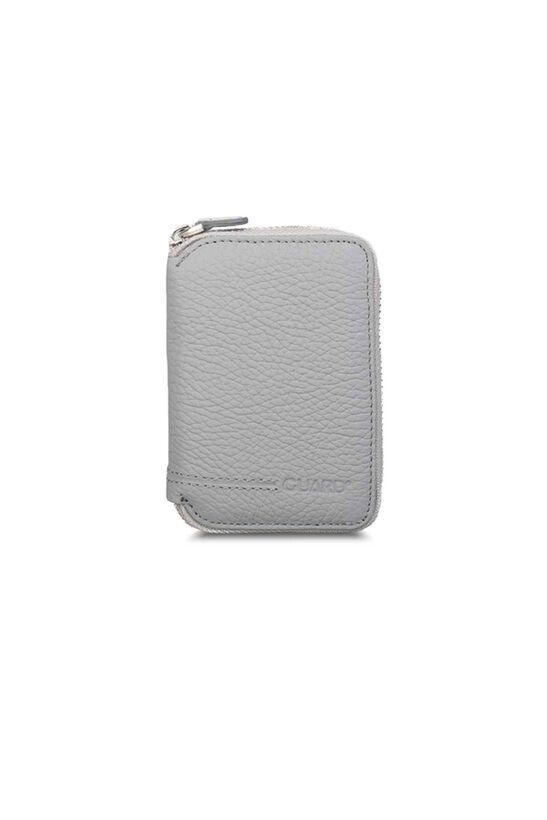 Guard Zipper Gray Leather Mini Wallet