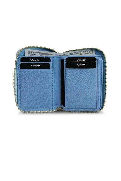 Guard - Guard Zippered Turquoise Leather Mini Wallet (1)