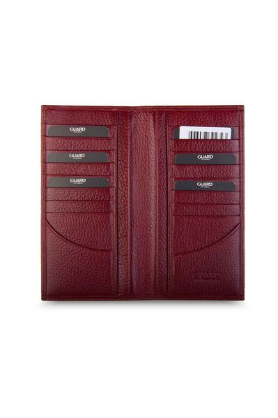 Guard Burgundy Portfolio Wallet Without Zipper - Thumbnail